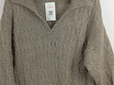 SASSYCLASSY Pullover Zopfstrickmuster Oversized Beige Gr. S Damen