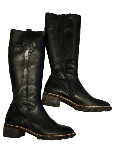 Paul Green Damen Leder Stiefel Kniehoch Schwarz Gr. 39 Klassisch Alltag