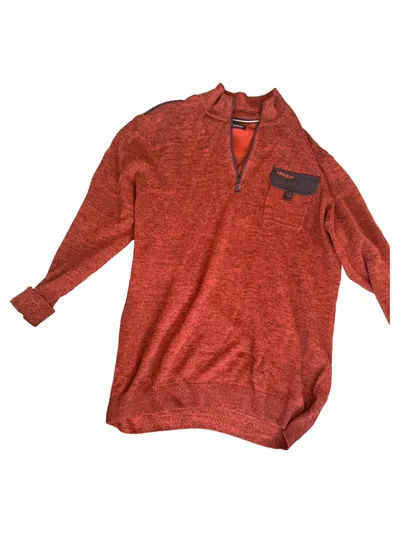 Casa Moda Herren Pullover Troyer Baumwolle Meliert Rot Gr. 58 XXL