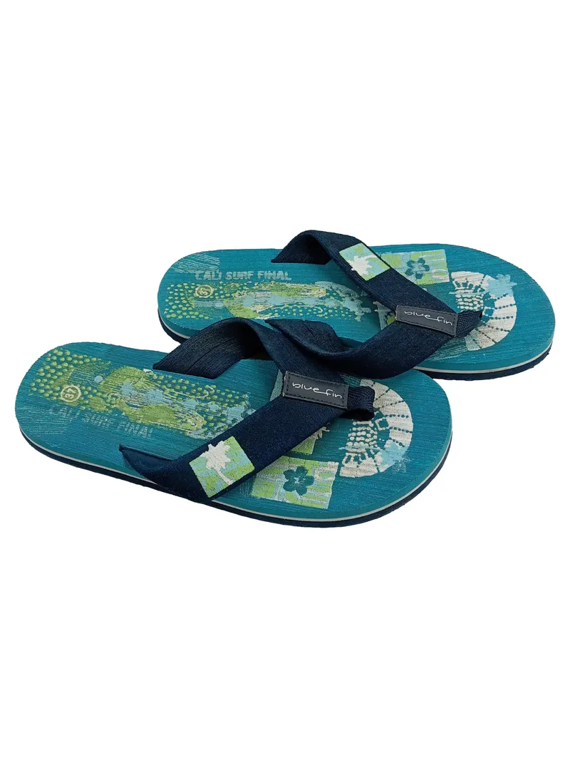 Blue Fin Cali Surf Zehentrenner Damen Gr. 37 Türkis Grafik Muster 1