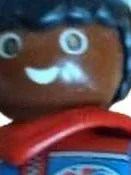 Playmobil Figur Rennfahrer Mechaniker weiße Mütze blaue Jacke 3