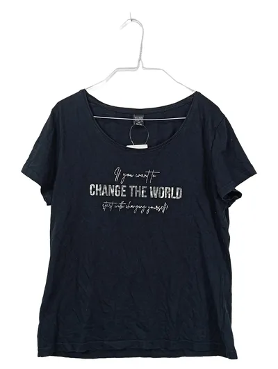 Blind Date Damen T-Shirt Schwarz Gr. 42/XL Schriftzug Change The World