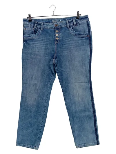 Tom Tailor Damen Jeans Tapered Fit Knopfleiste Blau Gr. 32/W32