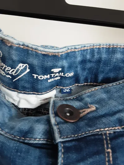 Tom Tailor Damen Jeans Tapered Fit Knopfleiste Blau Gr. 32/W32