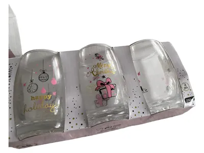 Excellent Houseware Weihnachtsgläser Set 3tlg Glas Transparent 10cm Weihnachten