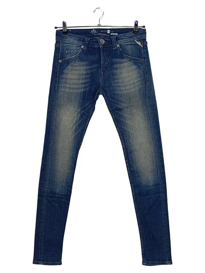 Replay Damen Jeans Slim Fit Strass Baumwolle Blau Gr. W26/L31