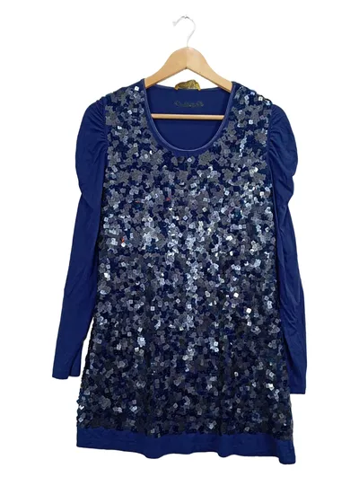 Ricarda M. Langarmshirt Damen Viskose Pailletten Raffungen Blau Gr. 40
