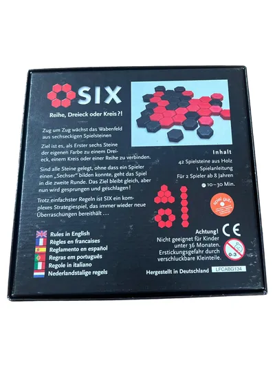 SIX Legespiel Strategiespiel Holz 2 Spieler ab 8 Jahren Brettspiel