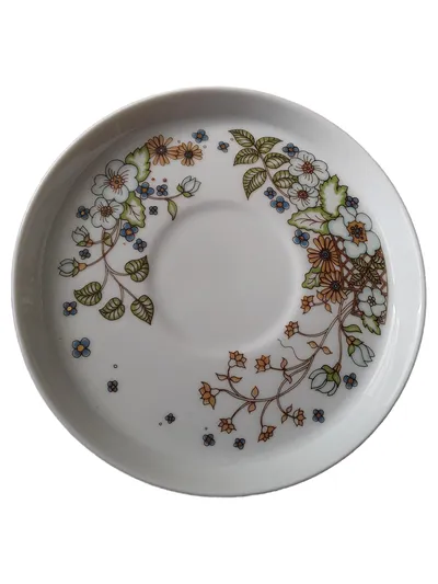 Thomas Porzellan Unterteller Blumenmuster Vintage Weiß 14cm