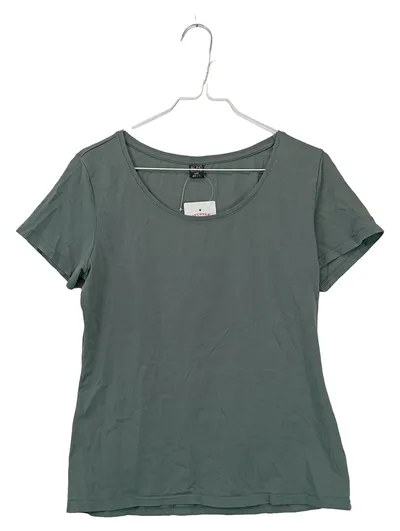 Blind Date Damen T-Shirt Gr. 40/L Grün Basic Kurzarm Baumwolle