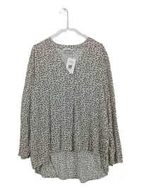 CARTOON Bluse Damen Gr. 38 M Beige Langarm Viskose Blumenmuster 1