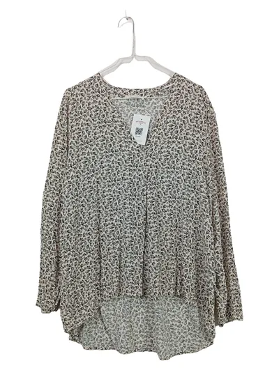 CARTOON Bluse Damen Gr. 38 M Beige Langarm Viskose Blumenmuster