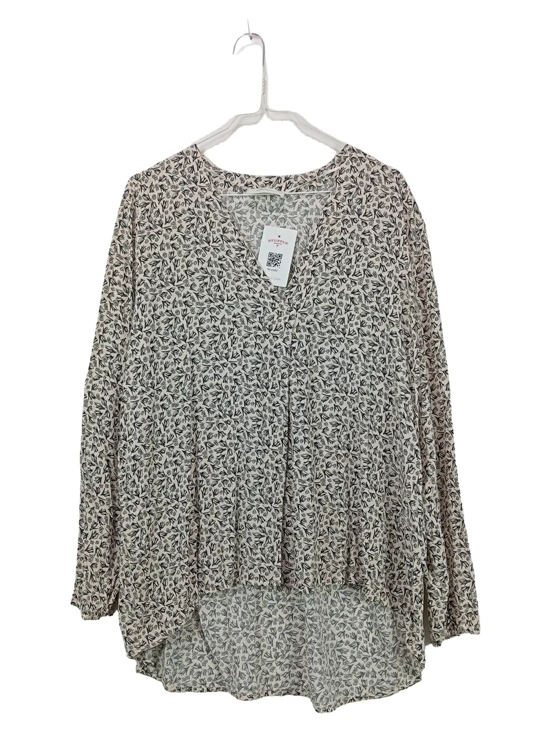 CARTOON Bluse Damen Gr. 38 M Beige Langarm Viskose Blumenmuster 1