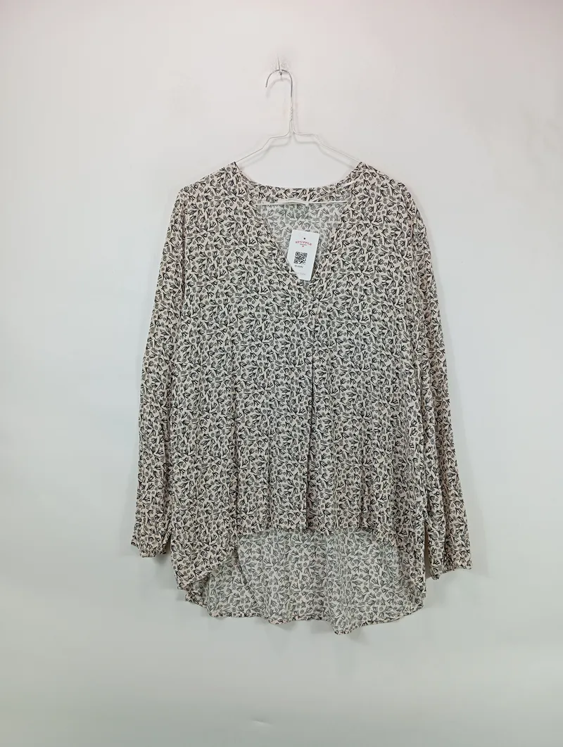 CARTOON Bluse Damen Gr. 38 M Beige Langarm Viskose Blumenmuster 5