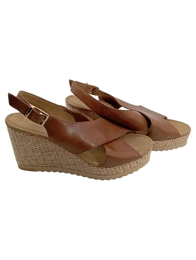 Gabor Damen Sandalen Leder Braun Keilabsatz Gr. 39,5 Slingback