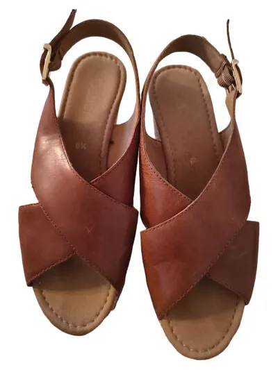 Gabor Damen Sandalen Leder Braun Keilabsatz Gr. 39,5 Slingback