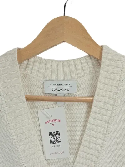 & Other Stories Pullunder Damen XS Beige Rippstrick Weste Ärmellos Casual