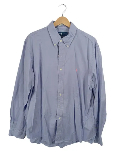 Ralph Lauren Herren Business Hemd Langarm Blau Kariert Custom Fit Gr. XL