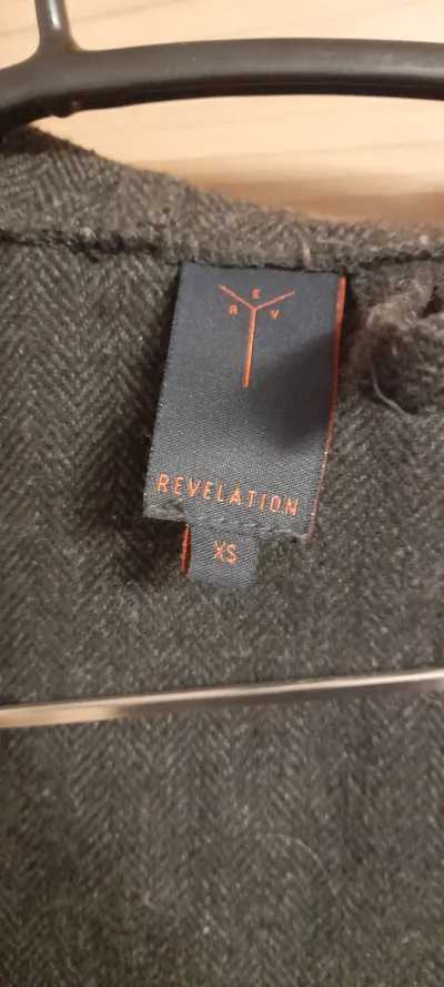 Revelation Herren Parka Jacke mit Kapuze Gr. XS Grau Wolle Fischgrät