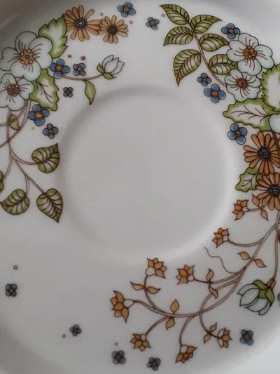 Thomas Porzellan Unterteller 14 cm Vintage Blumenmuster Weiß
