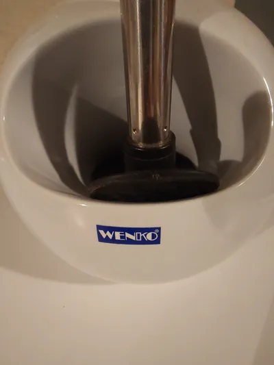 WENKO WC-Bürste mit Halter Edelstahl Keramik Weiß Toilettenbürste