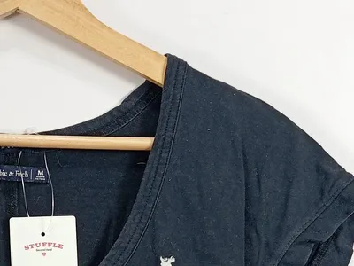 Abercrombie & Fitch Damen T-Shirt Kurzarm Baumwolle Blau Gr. M