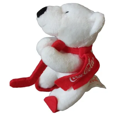 Coca-Cola Plüsch Eisbär mit Schal Kuscheltier Weiß Rot 11cm