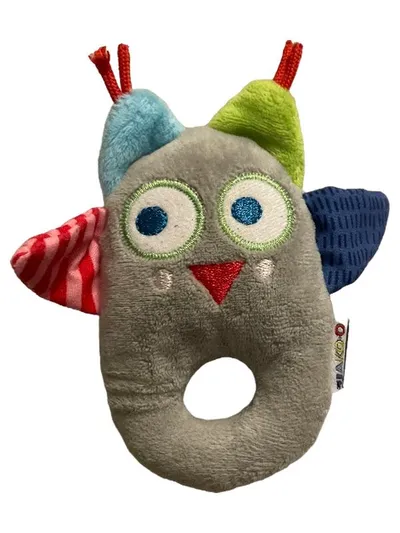 JAKO-O Greifling Baby Rassel Monster Stofftier Grau Bunt Plüsch