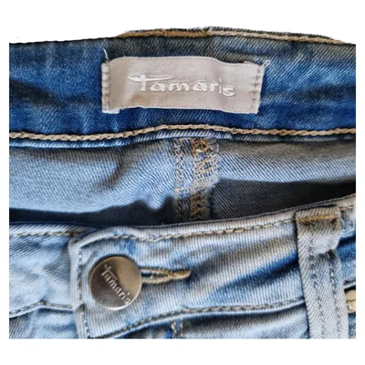 Tamaris Damen Skinny Jeans Hellblau Used Look W29/L30 Gr. 38