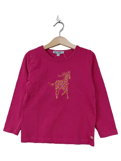 Enfant Terrible Langarmshirt Mädchen Gr. 110/116 Pink Einhorn Blumen