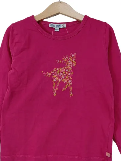 Enfant Terrible Langarmshirt Mädchen Gr. 110/116 Pink Einhorn Blumen