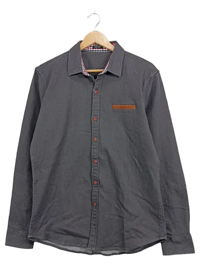 Coofandy Herren Freizeithemd Langarm Grau Gr. S Casual Baumwollmix