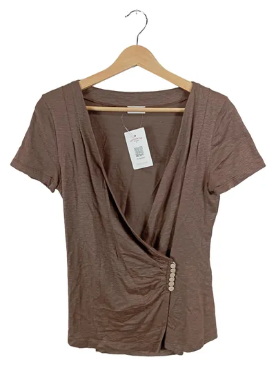Brunello Cucinelli Damen Wickelshirt Bluse Gr. M Braun Leinen Elegant