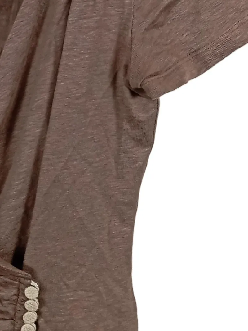 Brunello Cucinelli Damen Wickelshirt Bluse Gr. M Braun Leinen Elegant 3