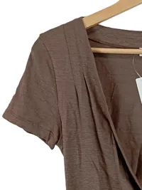 Brunello Cucinelli Damen Wickelshirt Bluse Gr. M Braun Leinen Elegant 4