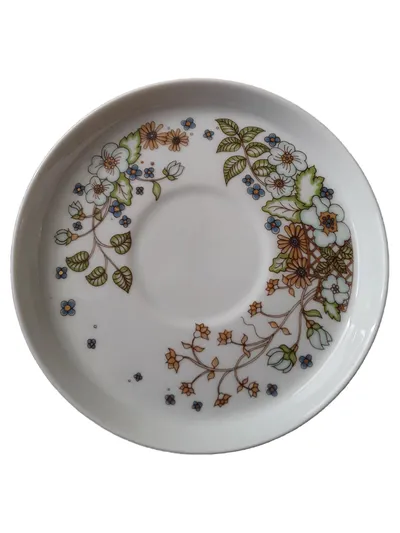 Thomas Porzellan Unterteller 14 cm Vintage Blumenmuster Weiß