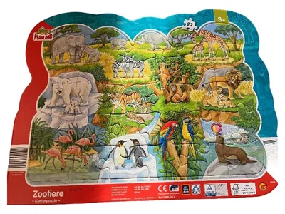Playland Konturpuzzle Zootiere 27 Teile Kinderpuzzle ab 3 Jahren