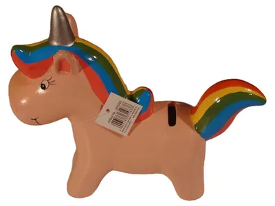 SIGRO Spardose Einhorn Rosa Regenbogen Keramik 19cm Kinderspardose