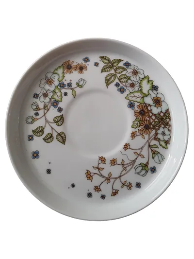 Thomas Porzellan Untertasse Vintage Blumenmuster Weiß 14 cm