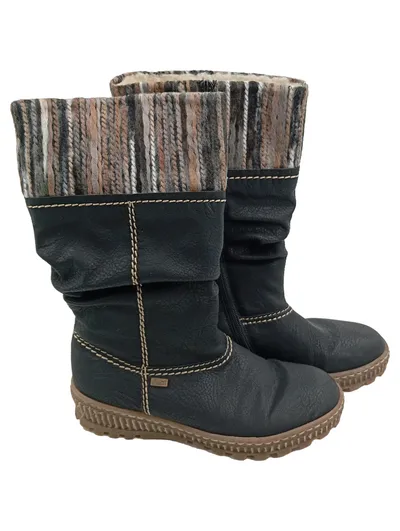 Rieker Damen Stiefel Gr. 37 Schwarz Winterstiefel gefüttert Casual