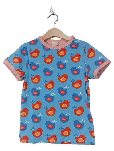 Maxomorra Kinder T-Shirt Tiermotiv Blau Baumwolle Gr. 116 Kurzarm