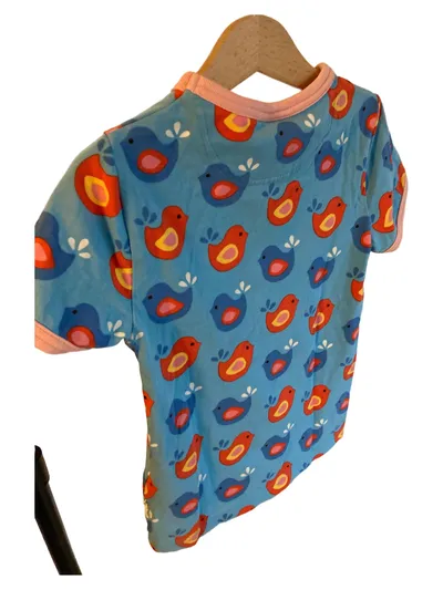 Maxomorra Kinder T-Shirt Tiermotiv Blau Baumwolle Gr. 116 Kurzarm