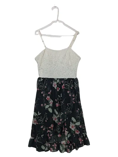 Blind Date Damen Trägerkleid Spitze Blumenmuster Gr. L Weiß Schwarz