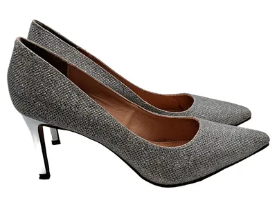 Buffalo Damen Pumps Glitzer Silber Gr. 38 High Heels Absatzschuhe