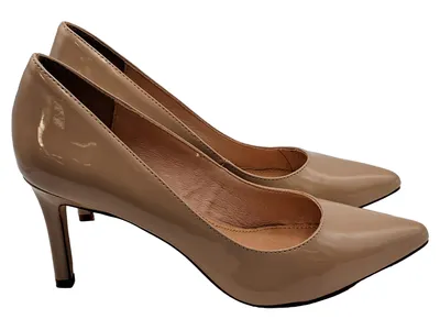 Buffalo Damen Pumps Gr. 38 Beige Lackleder Klassisch Business Slip-On