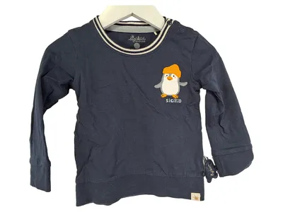 sigikid Langarmshirt Kinder Gr. 86 Blau Pinguin-Motiv Casual