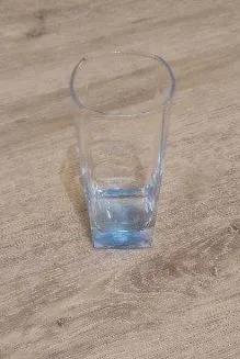 Markenlos Vase Quadratisch Blau 14cm Glas Modern Logo Deko Alltag