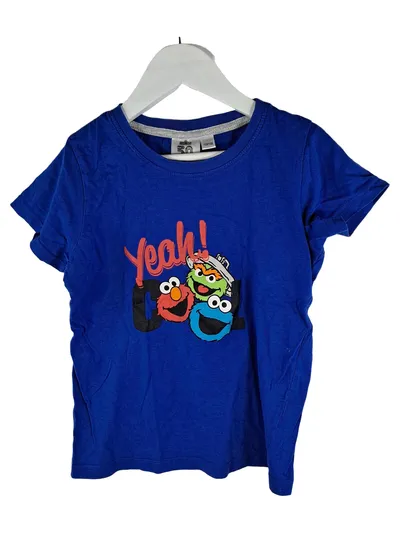 Sesame Street Fanshirt T-Shirt Blau Elmo Krümelmonster Gr. 122, 128 Kinder