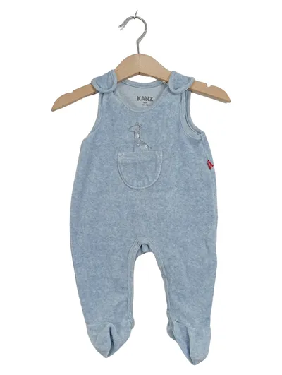 KANZ Baby Strampler Gr. 62 Blau Giraffe Nicki Velour Jungen