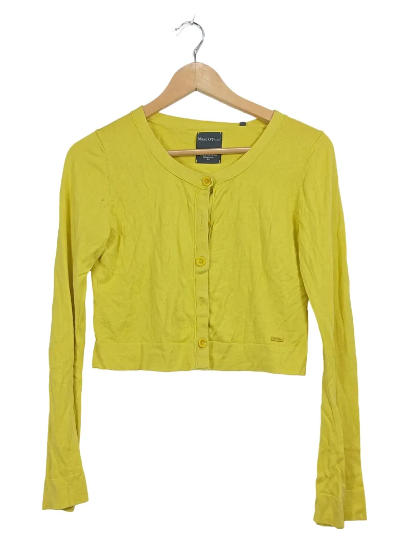 Marc O'Polo Damen Strickjacke Cardigan Gelb Cropped Gr. S 36 Baumwolle 2